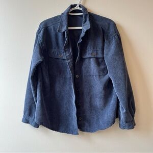 Navy Blue Corduroy Button-Up